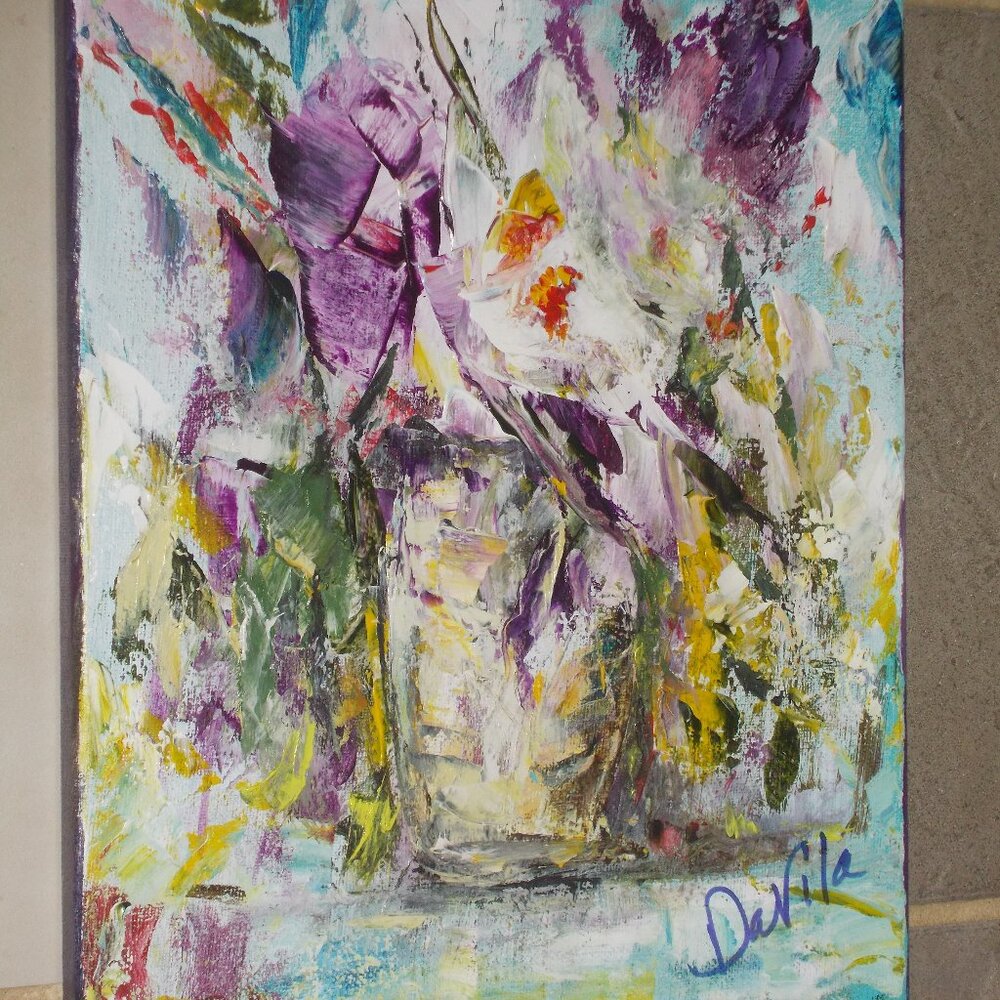 Original "Purple Melody" impressionistic oil painting, approximately 11"x14"x3/4